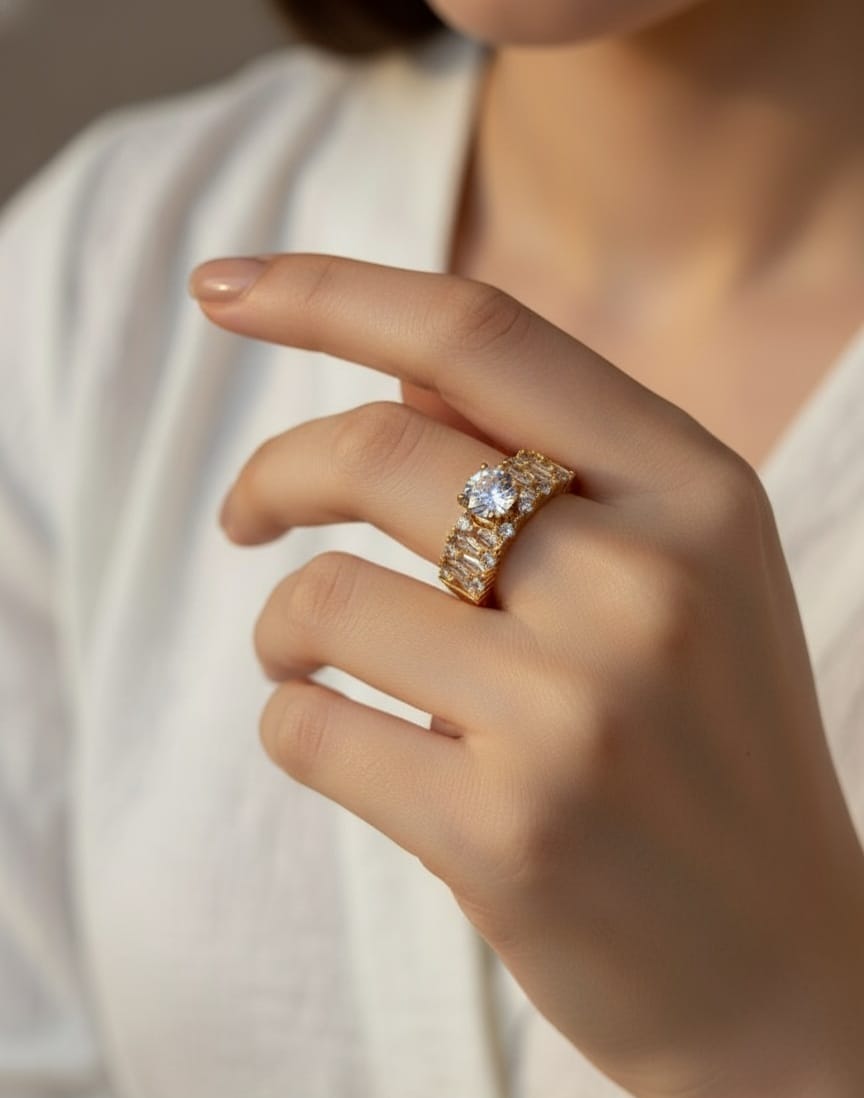 Golden diamond ring