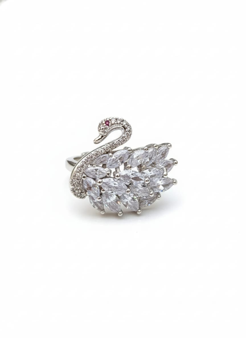 Graceful Swan Diamond Ring