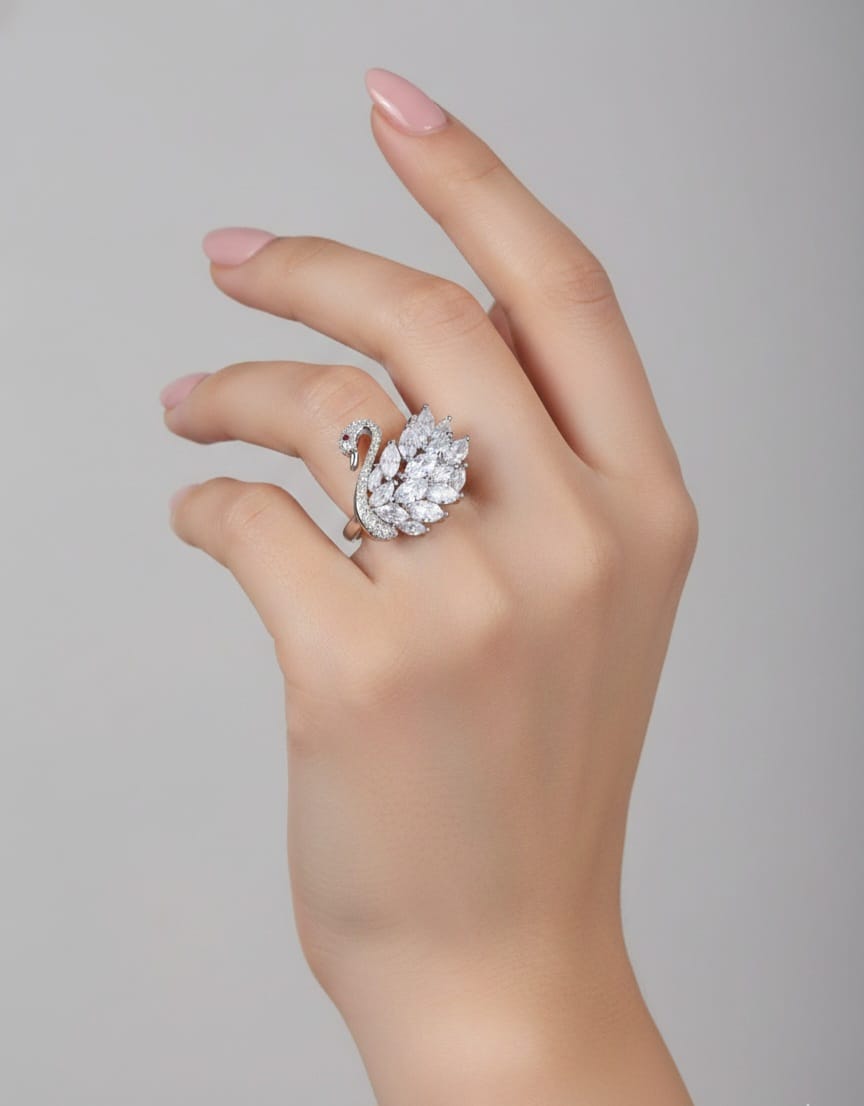 Graceful Swan Diamond Ring
