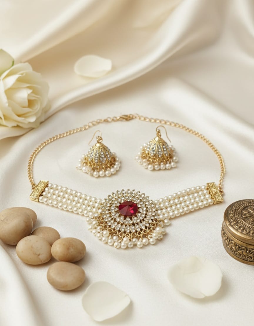 Elegant Pearl Choker Set