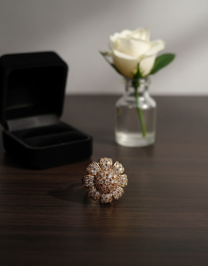 Elegant Flower-Shaped Diamond Ring