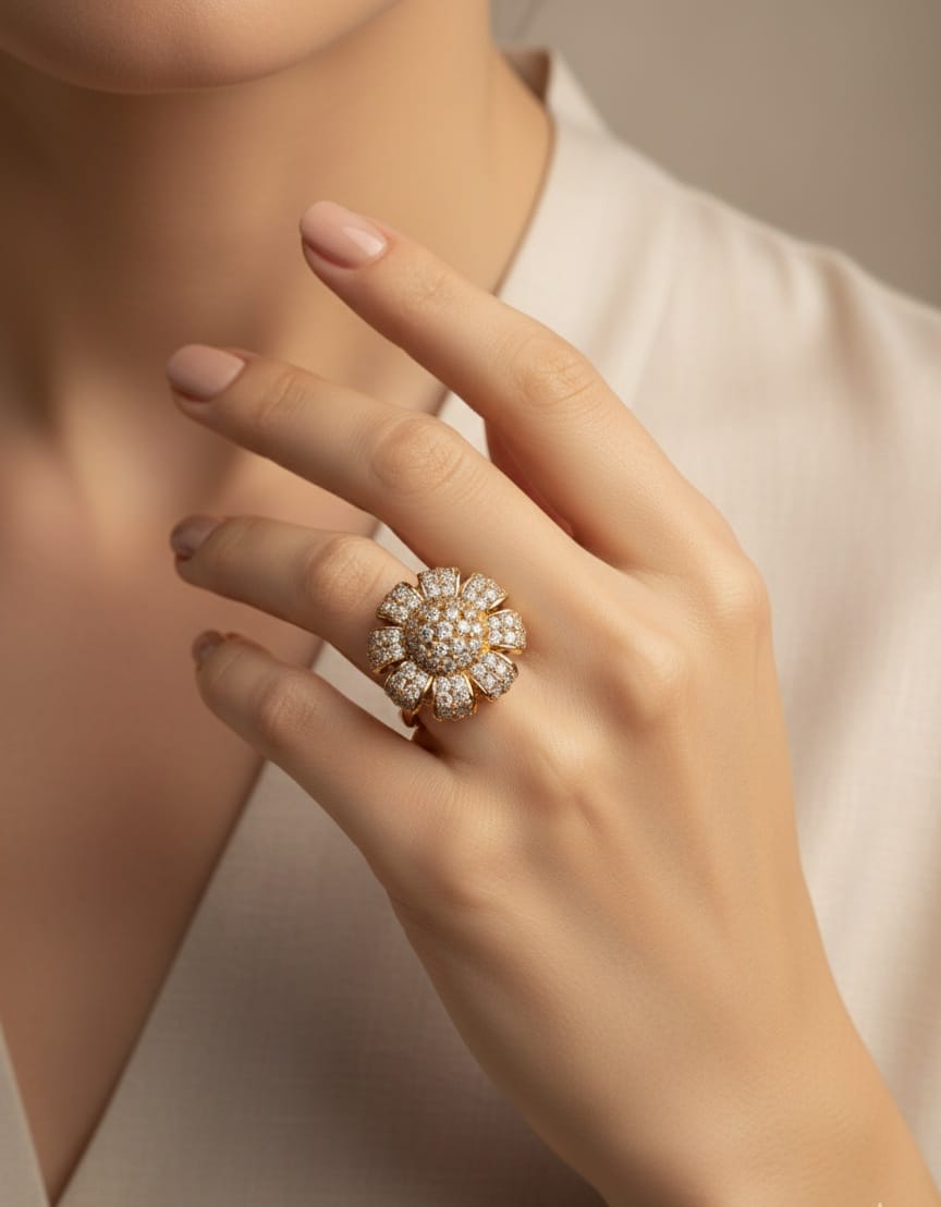 Elegant Flower-Shaped Diamond Ring