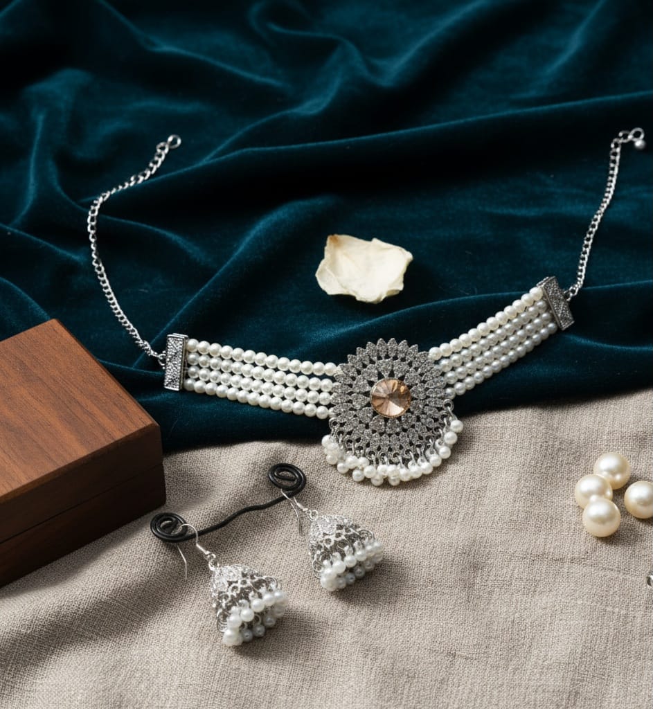 Elegant Pearl Choker Set