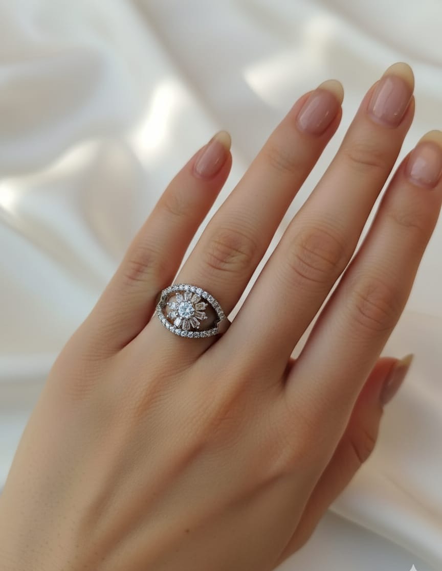 Silver bloom ring