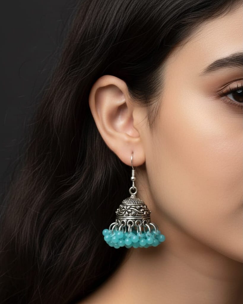 silver jhumkas