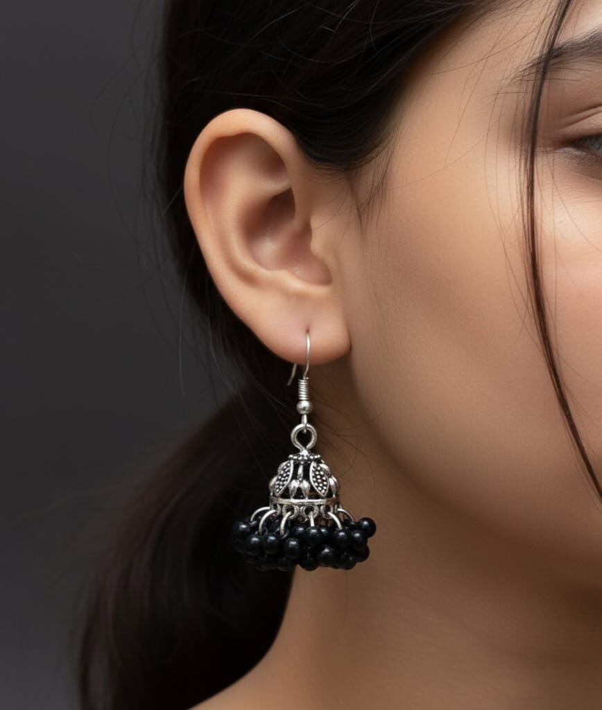 silver jhumkas