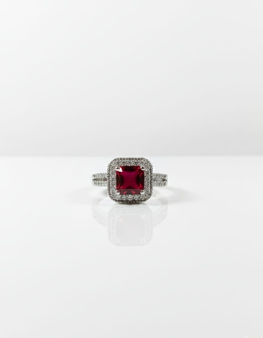 Ruby halo ring